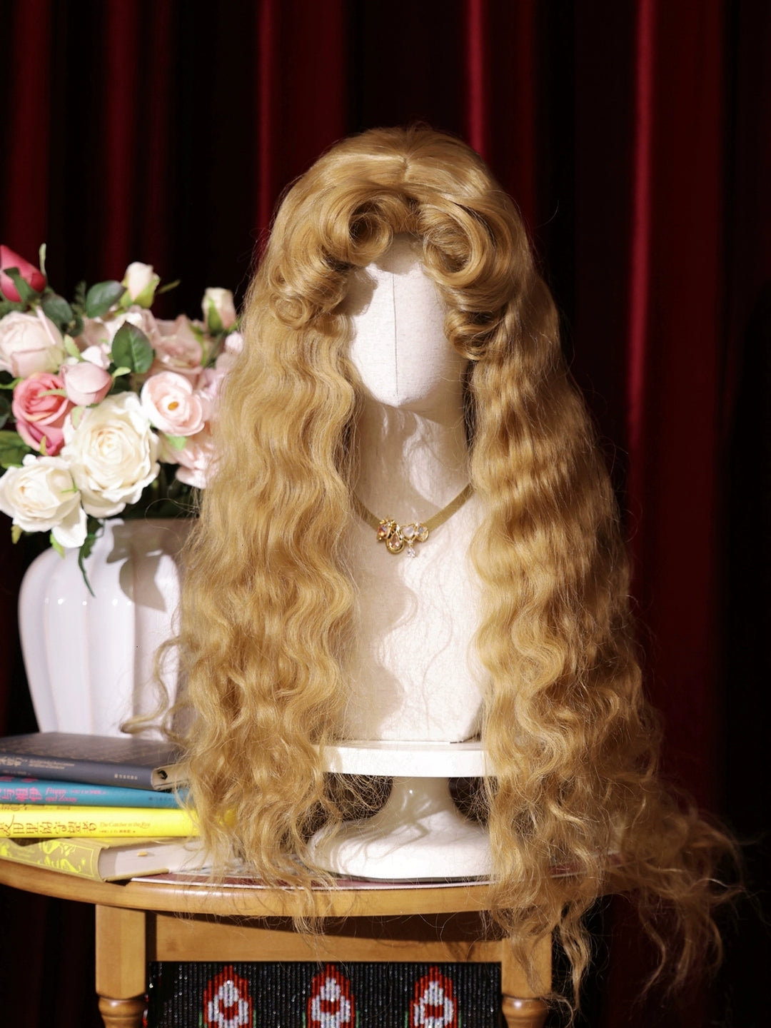 Mabuxi~Princess Diary~Golden Brown Lolita Wig Sheep Curls Long Romantic Wig 40476:670194