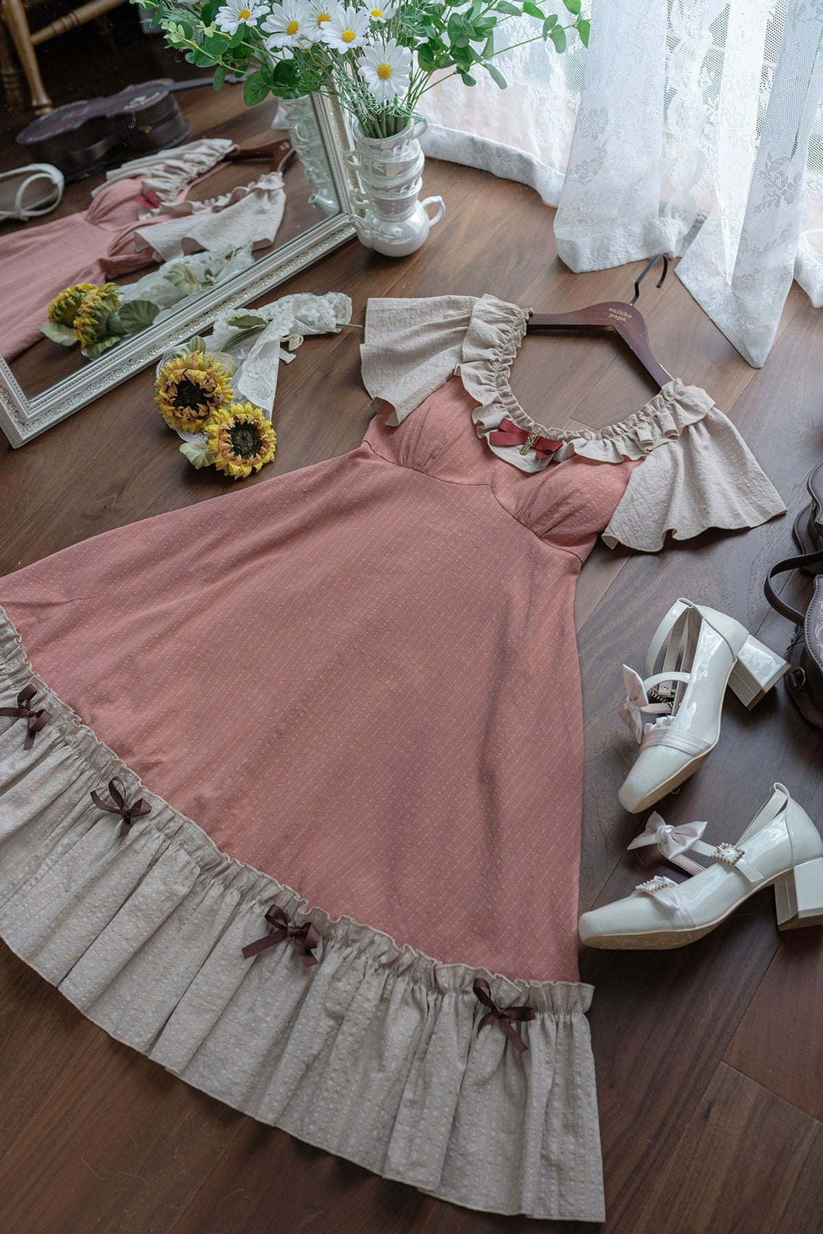 EESSILY~Cotton Plus Size Lolita OP Dress With Pockets & Detachable Bra Pads (3XL 4XL L M S XL) 43277:773523