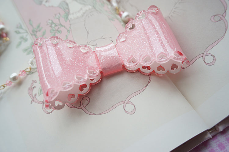 Cat Tea Party - Handmade Sweet Lolita Beaded Bow Necklace