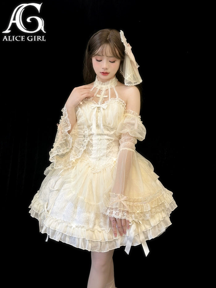 Alice Girl~Cross Princess~Sweet Lolita Princess Sleeves Cross Embroidery Sleeves   