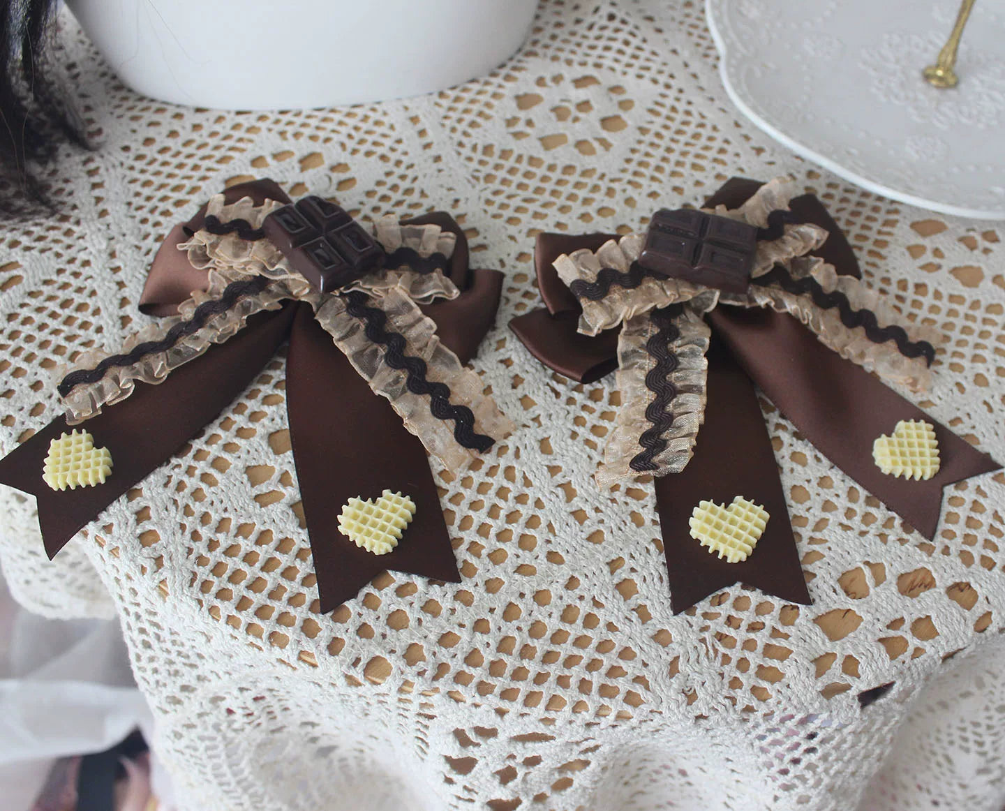 Chocolate Brown Kawaii Lolita Headdress & Choker Set 45845:864838