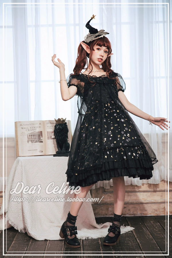 DearCeline - Midsummer Night's Dream - Daily Lolita Organza Covering Smock S black