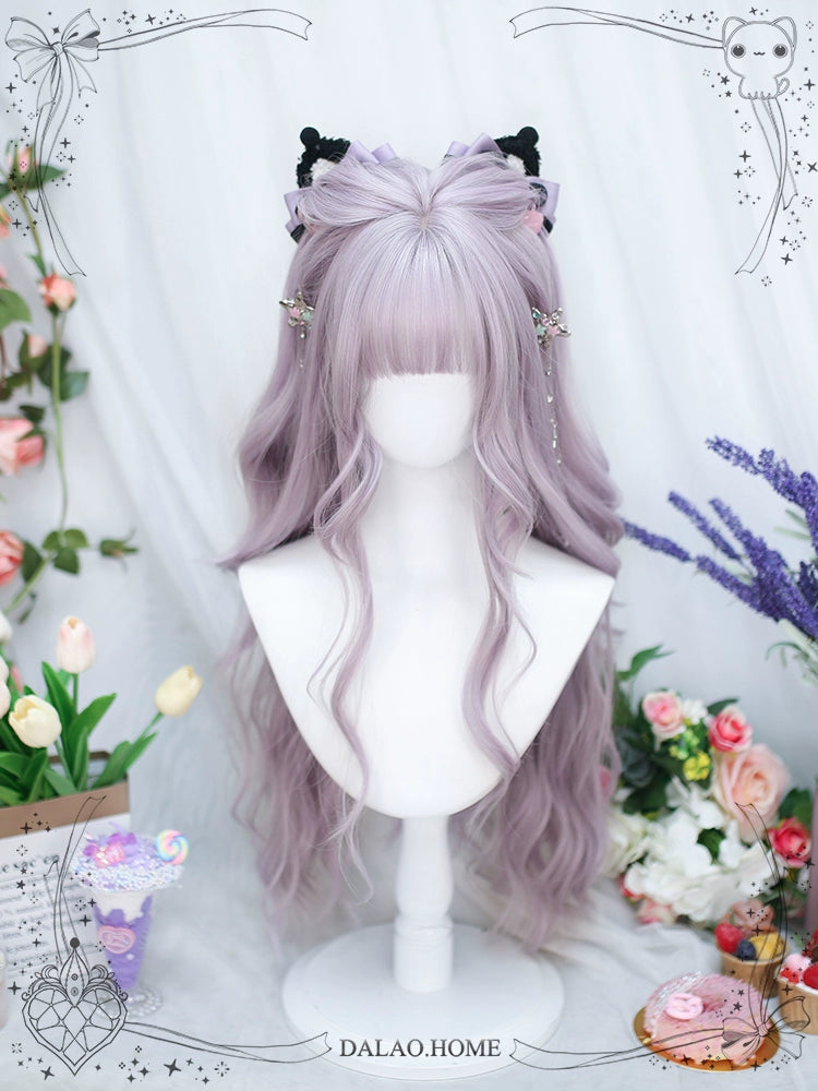 Dalao Home~Poi Balls~Sweet Lolita Wig Long Curly Purple Wigs purple wig with a hairnet  