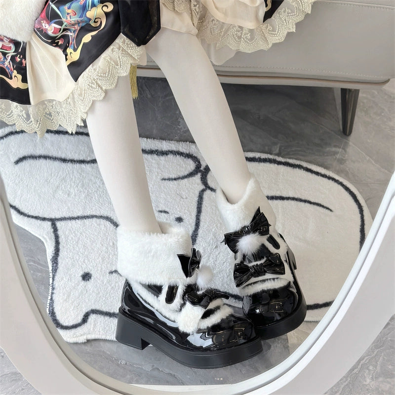 Jiangjiang Biscuit - Kawaii Lolita Winter Boots, Bow-Adorned 44180:797799