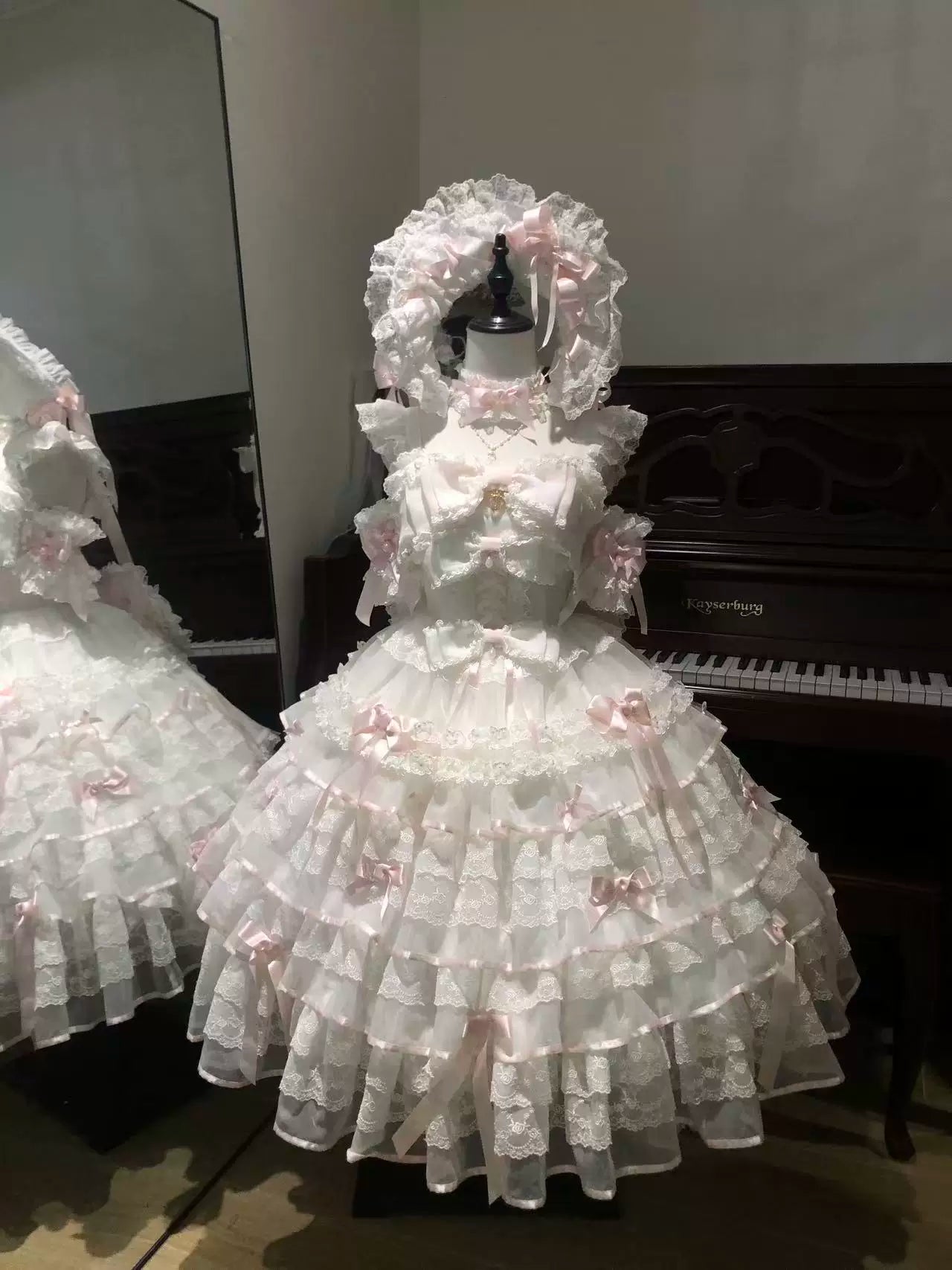 Sakura Snow Love Song - Wedding Sweet Lolita JSK Dress, Lace & Bows Details (2XL L M S XL) 44530:812431