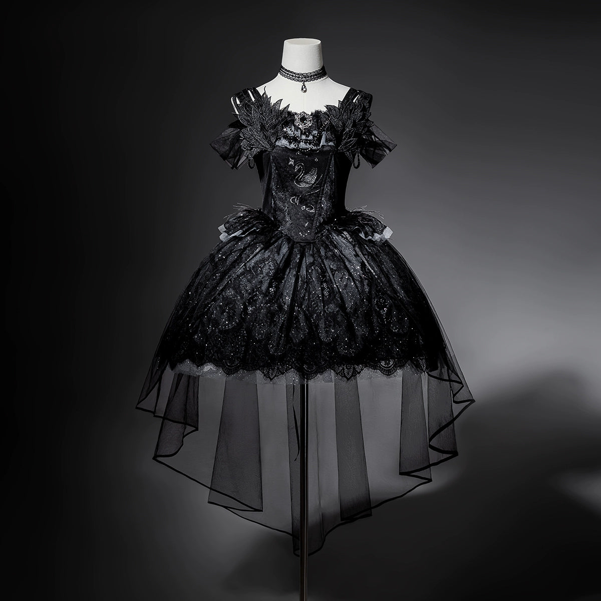 Your Princess - Star Swan Dream - Black Gothic Lolita JSK Dress, Swan Embroidery 43363:798584