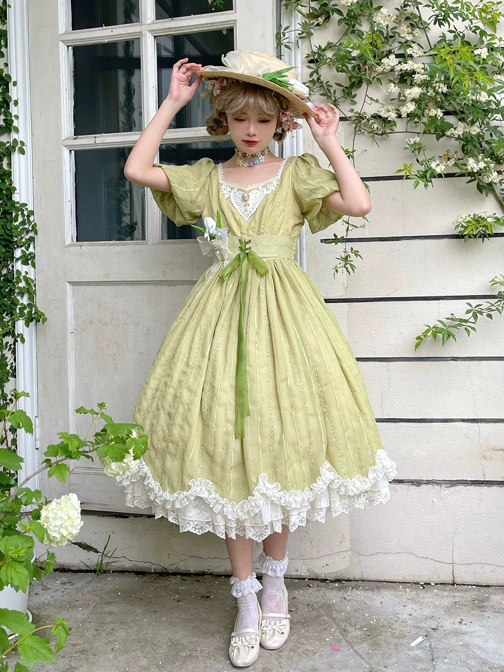 Miss Point~Tulip~Classic Lolita OP Dress Short Sleeve Dress Multicolors 19622:405346