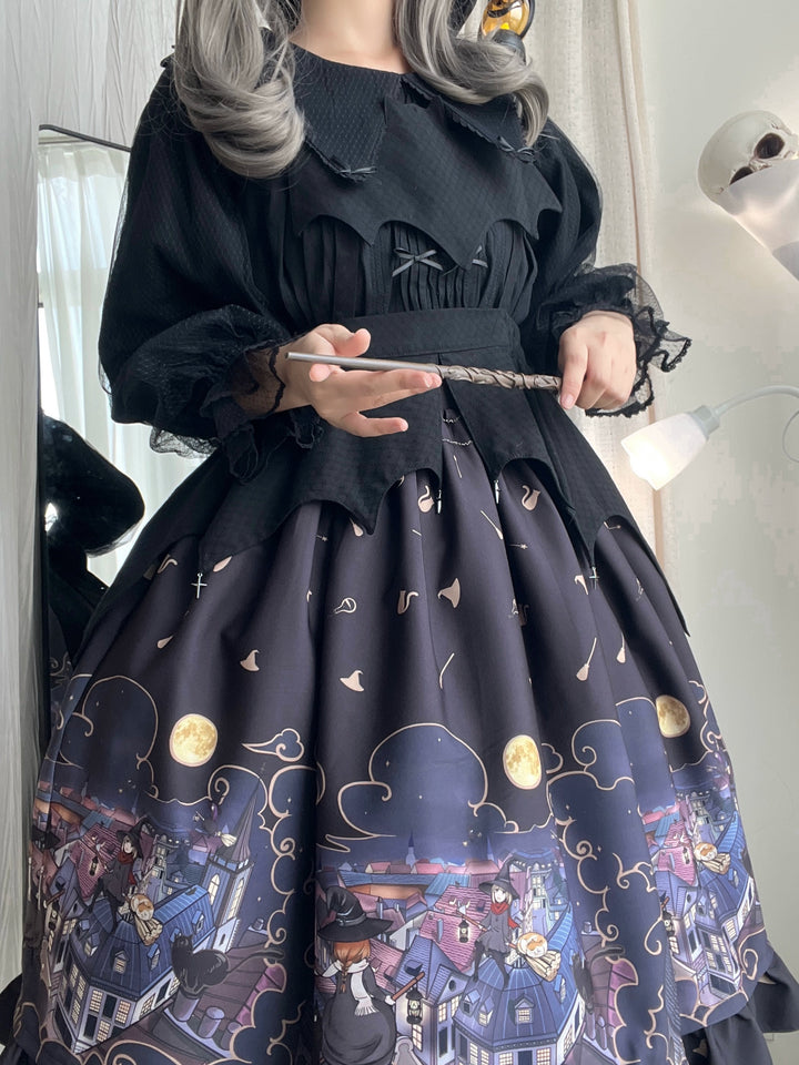 Magic Tea Party~Witching Night~Bat-Inspired Gothic Lolita Apron for Halloween
