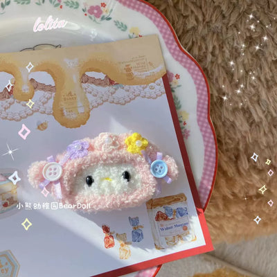 Bear Doll~Kawaii Lolita Hair Clip Plush Lamb Dog Side Clip Bangs Clip Pink Lamb  