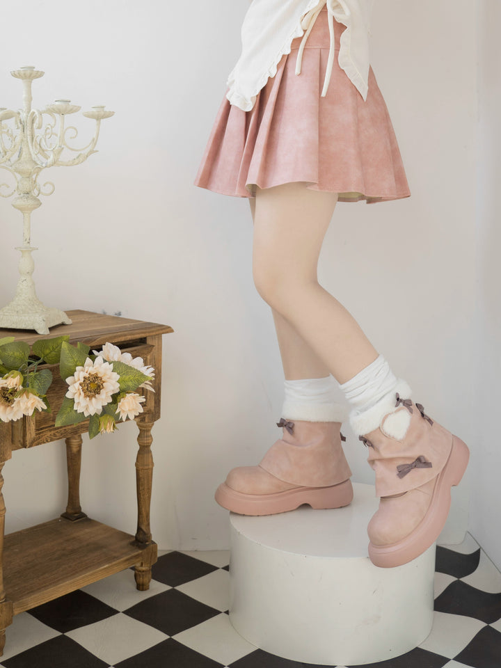 Dolly Doll~Ponyo~Winter Casual Lolita Boots Bow Thick Sole Shoes   