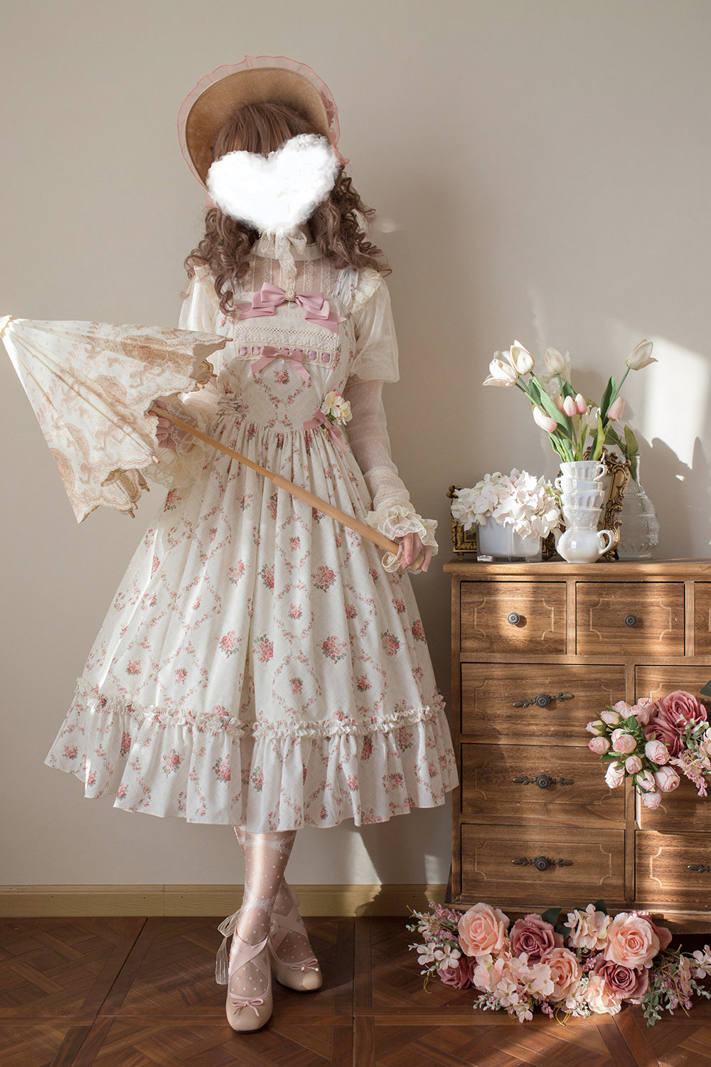 Miss Point~Customized Wood Rose 2.0 Elegant Vintage Jumper Dress 21392:302588