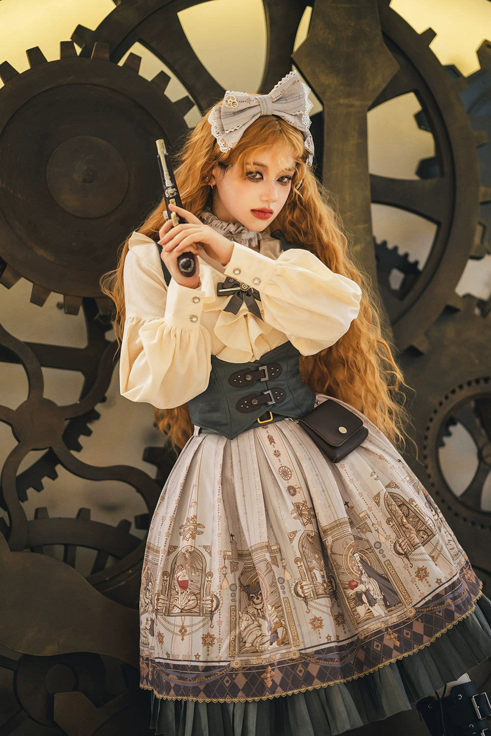 Miss Point - Demon Hunting Notes - Gothic Lolita Cross Print Short Skirt