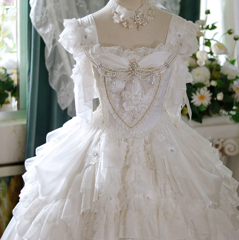 One Night~Dolores~Wedding White Lolita Dress Princess Bridal OP