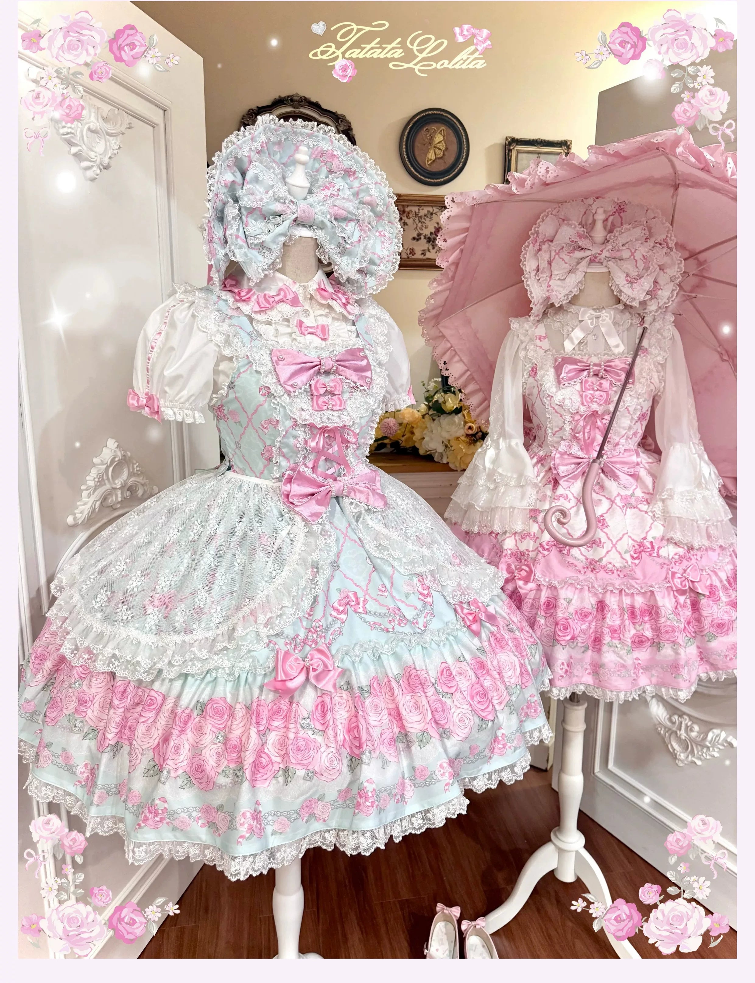 Summer 2026 - Old School Lolita Floral Printed JSK Dress with Ribbon Bows 45521:851902