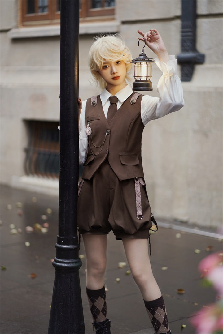 Letters from Unknown Star~Detective Rabbit Kiri~Spring Ouji Lolita Outfits Backpack Pants and Vest