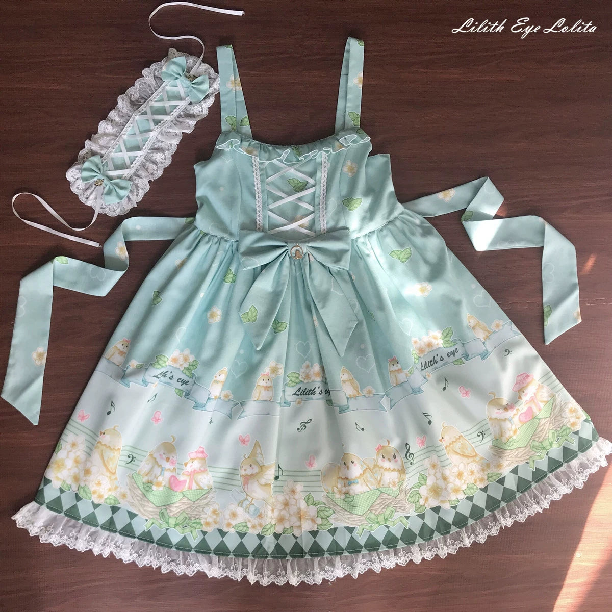 LilithEye - Fat Tweeds and Plumeria - Daily Lolita Jumper Dress Fresh JSK S Green JSK