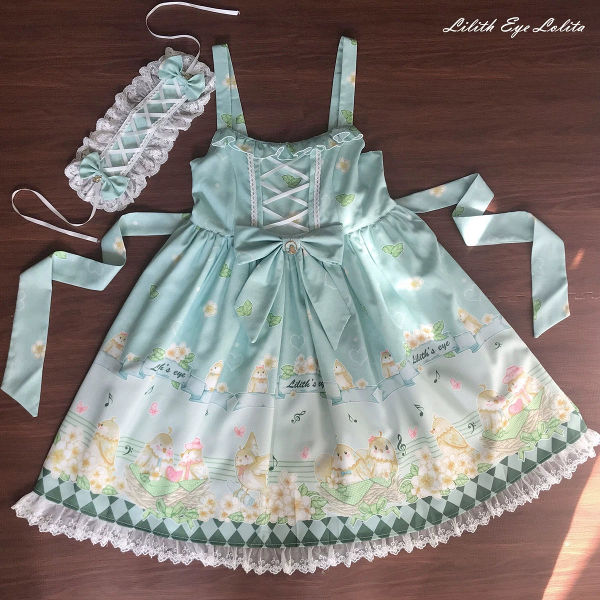 (BFM)LilithEye~Fat Tweeds and Plumeria~Daily Lolita Jumper Dress Fresh JSK S Green JSK 