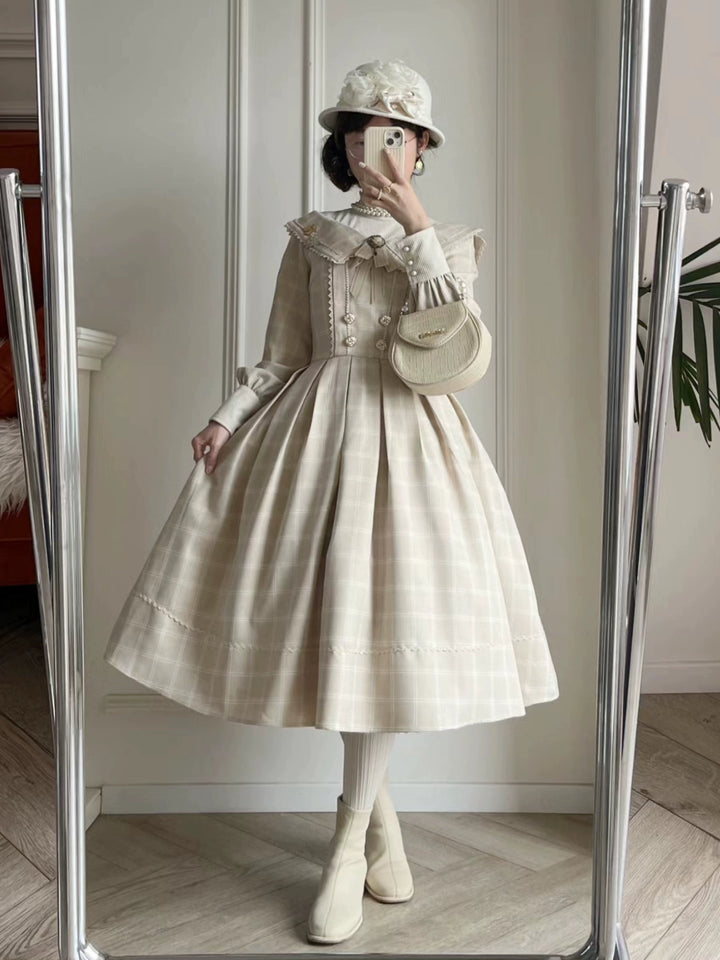 Chunhewusan~Fontainebleau~Classic Lolita OP Faux Open-Shoulder Winter Lolita Dress