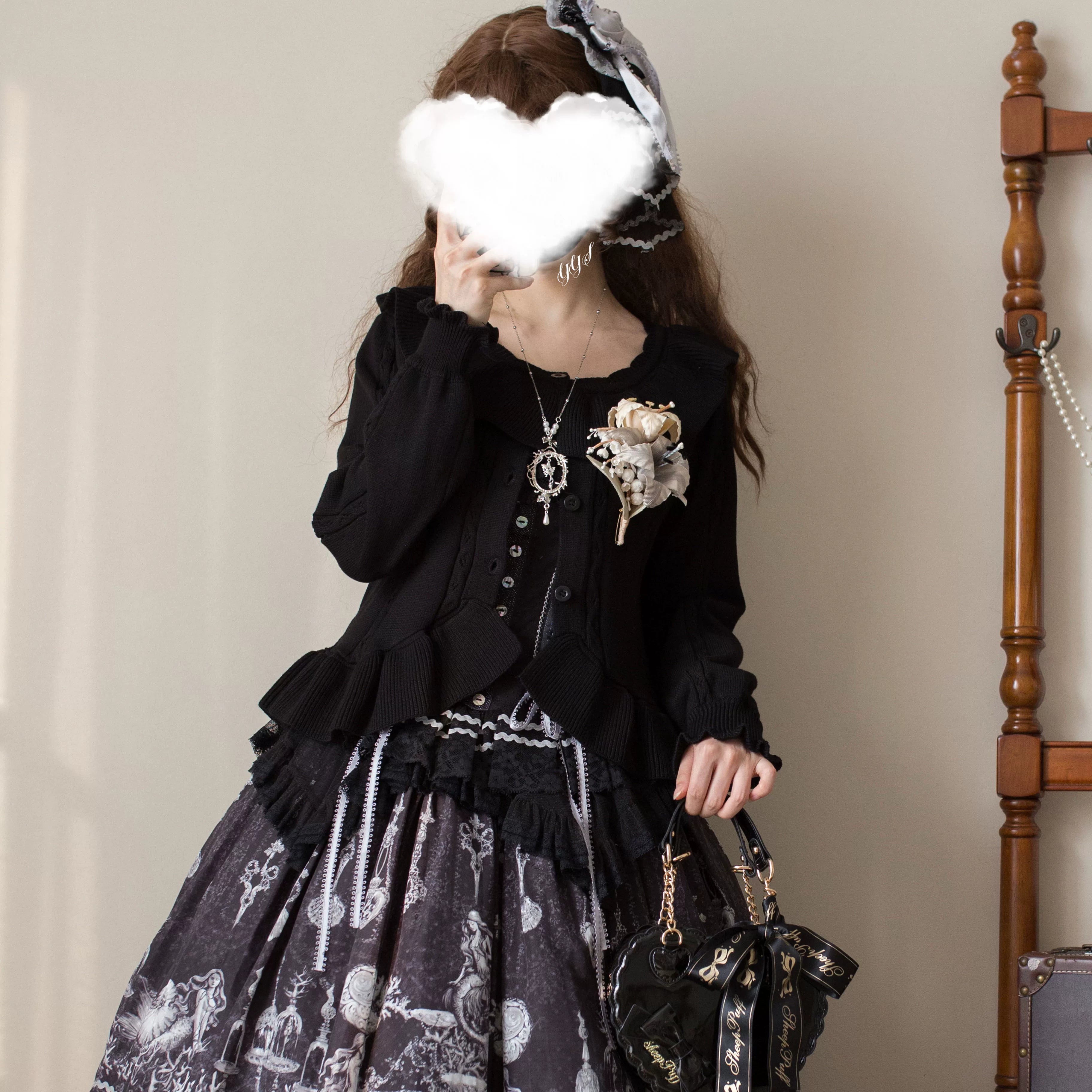 Hot Chocolate - Solid Lolita Cardigan, Ruffle Details 44516:811912