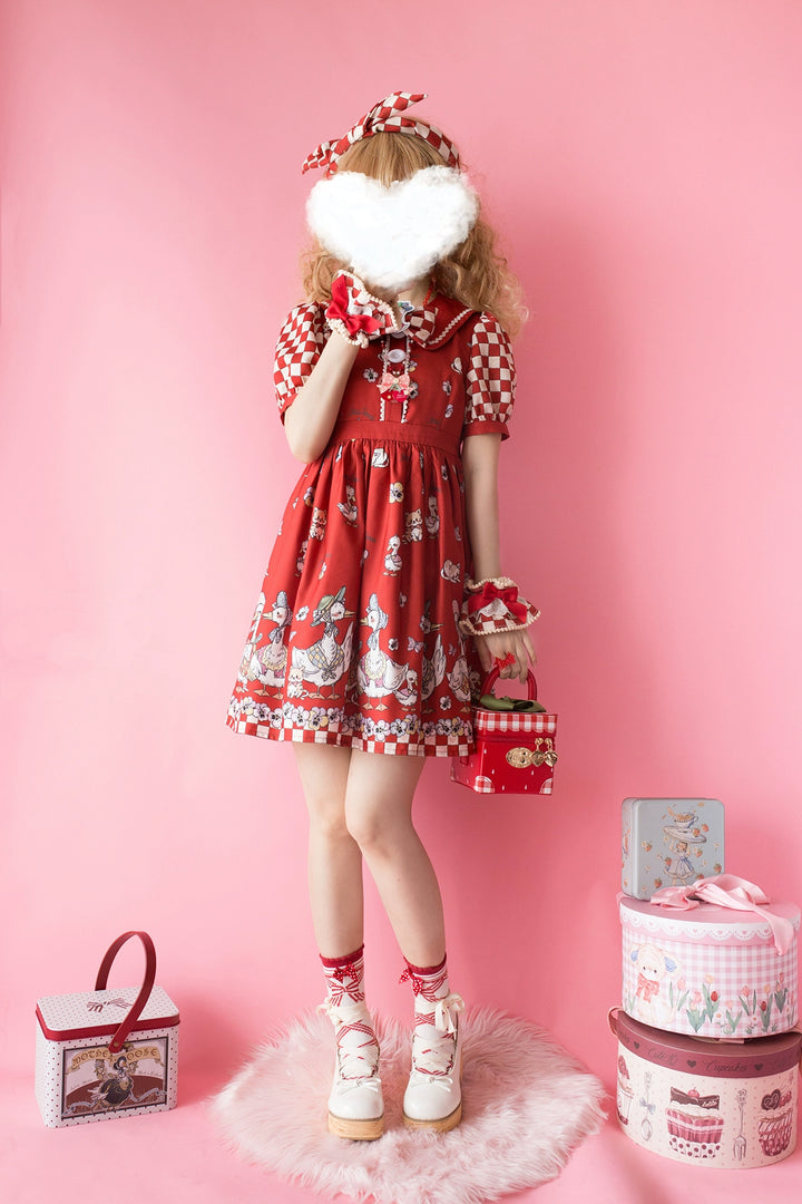 Chemical Romance~Hello Duck~Kawaii Lolita OP Duck Print Lolita Dress   