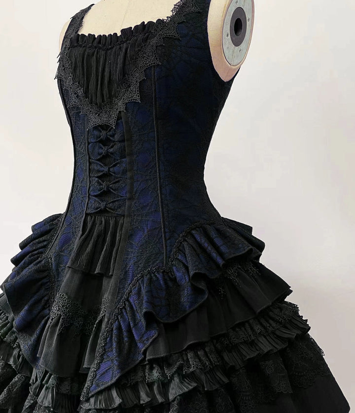 (BFM)Lilizi~Crumbled Gift~Gothic Lolita Bodice Black Skirt Set XS Blue Bat Bodice 