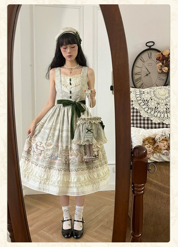 Alice Girl~Iris Study Room~Classic Lolita JSK Elegant Lolita Dress With V-neck   