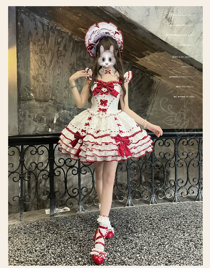 Sakurahime - Velour Love - Princess Sweet Lolita JSK Dress, Tiered Ruffles