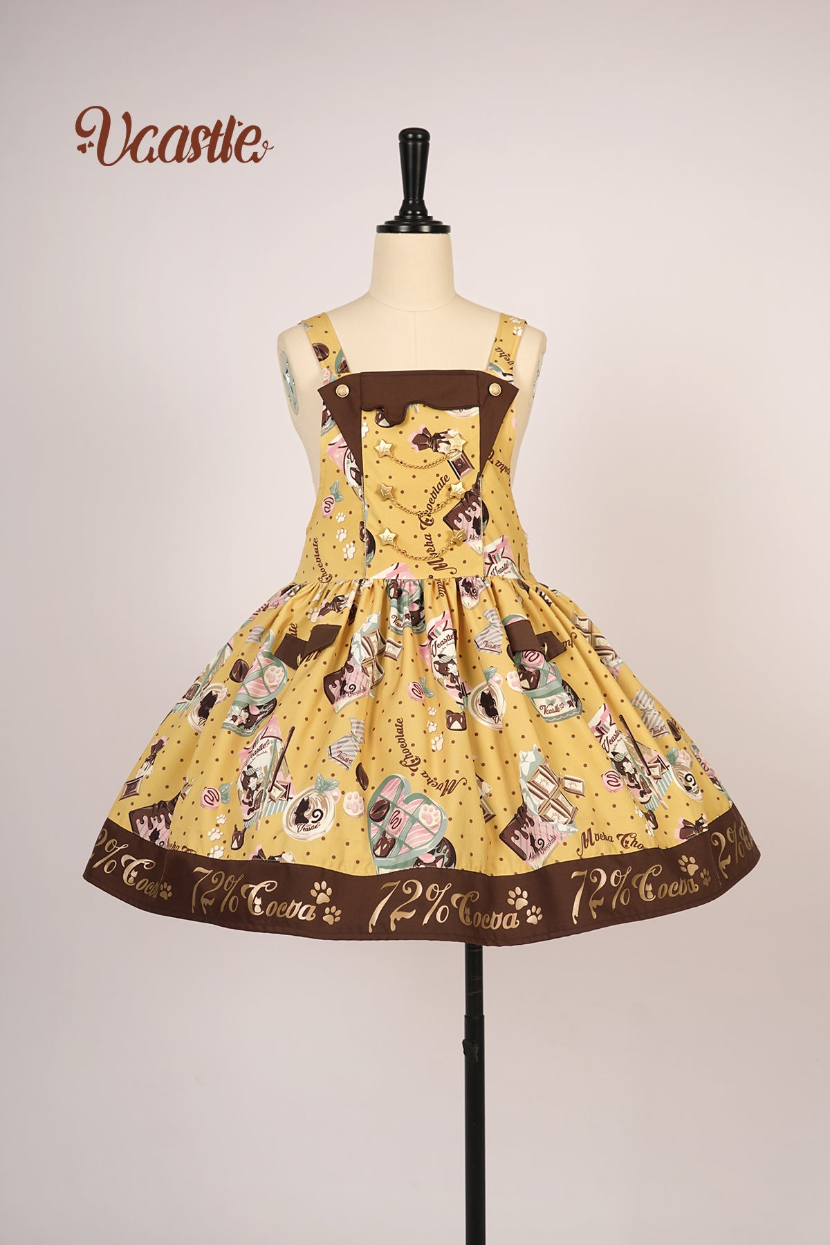 Vcastle~Mocha Choc~Kawaii Lolita OP Dress Multicolors S yellow suspender skirt 