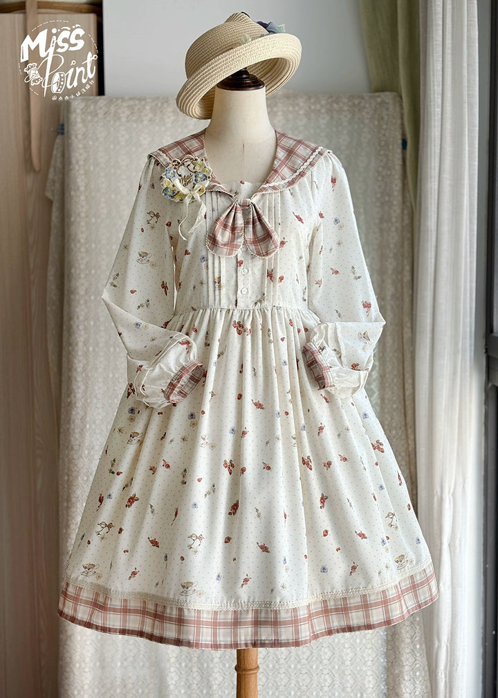 Miss Point~Sweet Lolita OP Cute Lolita Dress With Sailor Collar   