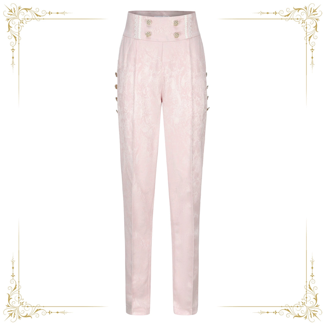 (BFM)Immortal Thorn~Indestructible Glass Castle~Ouji Lolita Handsome Pink Prince Pants XS white 