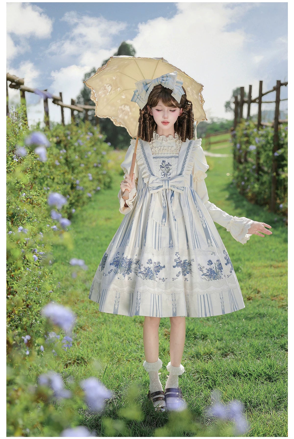 Iris - Classic Lolita JSK Dress Set, Iris Print and Embroidery 45997:871508