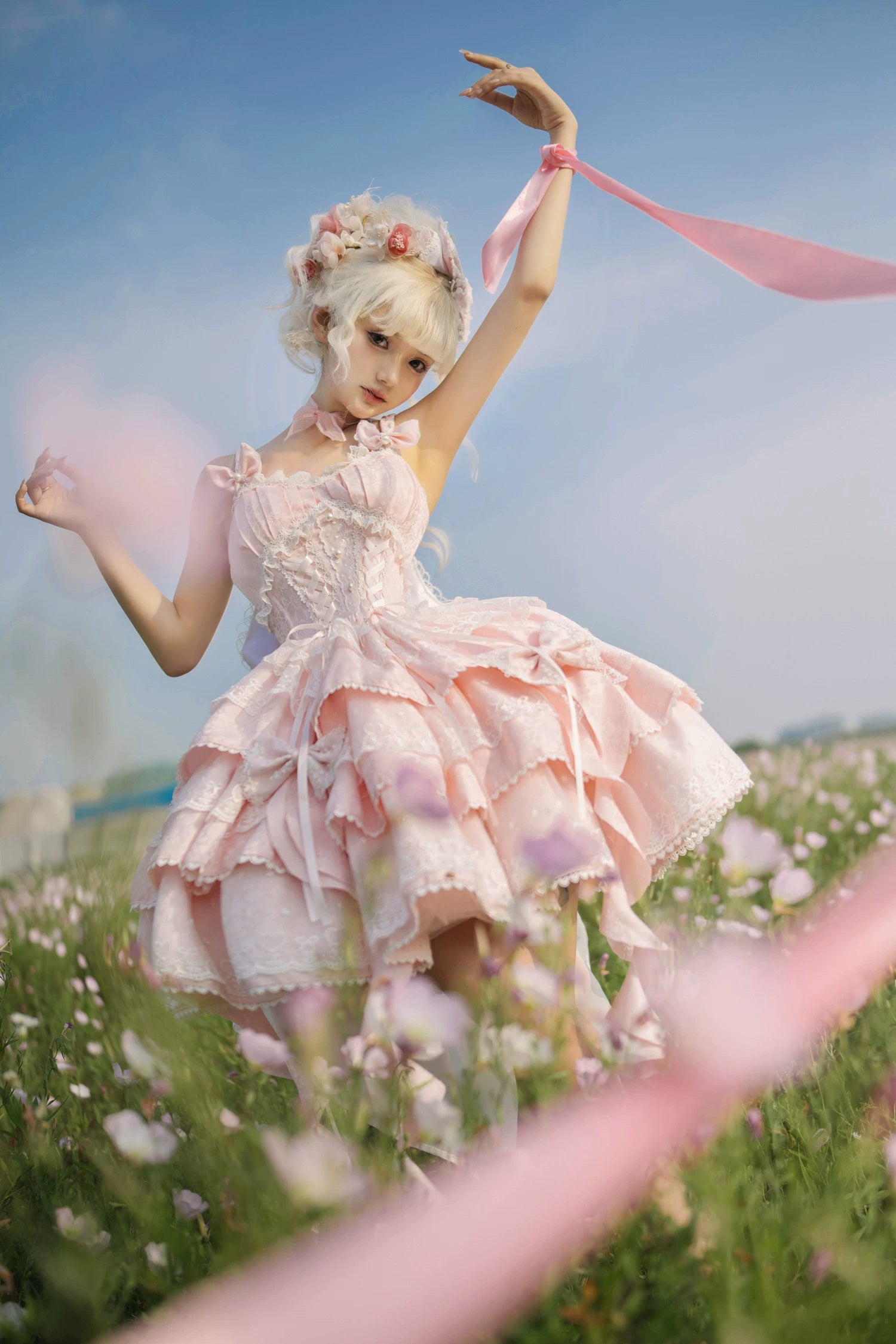 Mori Isle - Solid Gothic Lolita JSK Dress, Embroidered Lace 45658:857763