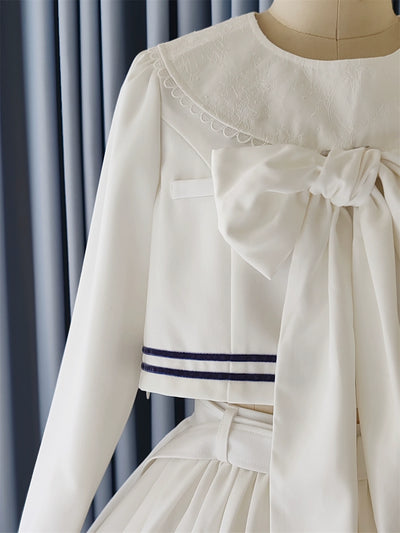 Blessing Cat~Vintage Lolita Dress Set Spring Autumn Elegant Lolita Set XS White top 