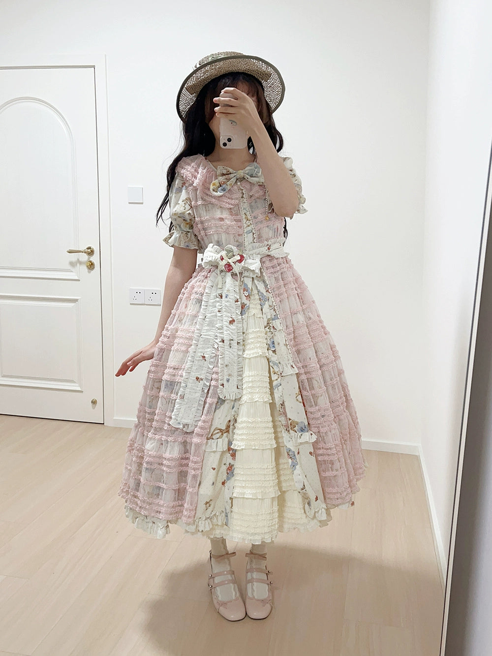 Miss Point~Cat and Rose Tea~Sweet Lolita Tulle Cardigan and Long Skirt Overlay 42141:728111