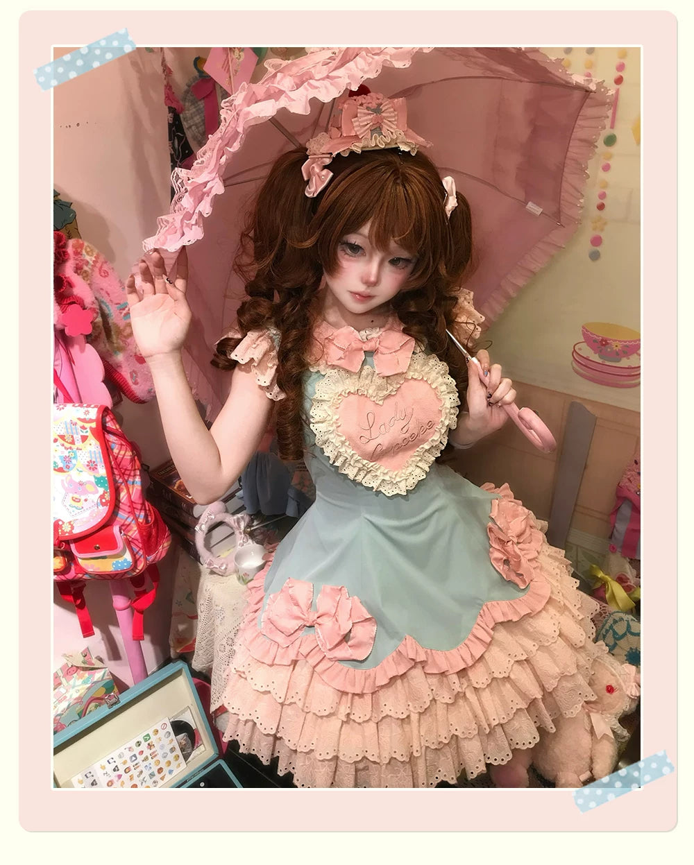 Bafei Honey Words - Sweet Lolita Embroidery JSK Dress, Tiered Hem