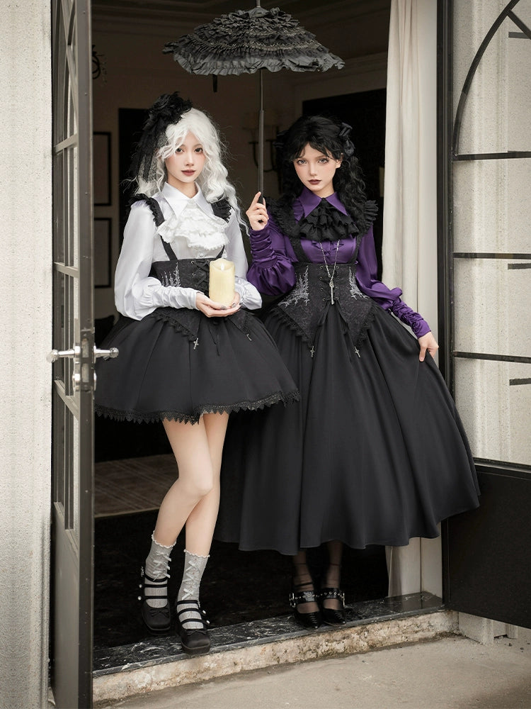 With PUJI~Thorny Night~Gothic Lolita Bust-supporting Skirt With Removable&Adjustable Strap