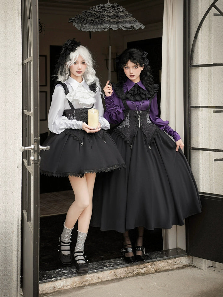 With PUJI~Thorny Night~Gothic Lolita Bust-supporting Skirt With Removable&Adjustable Strap