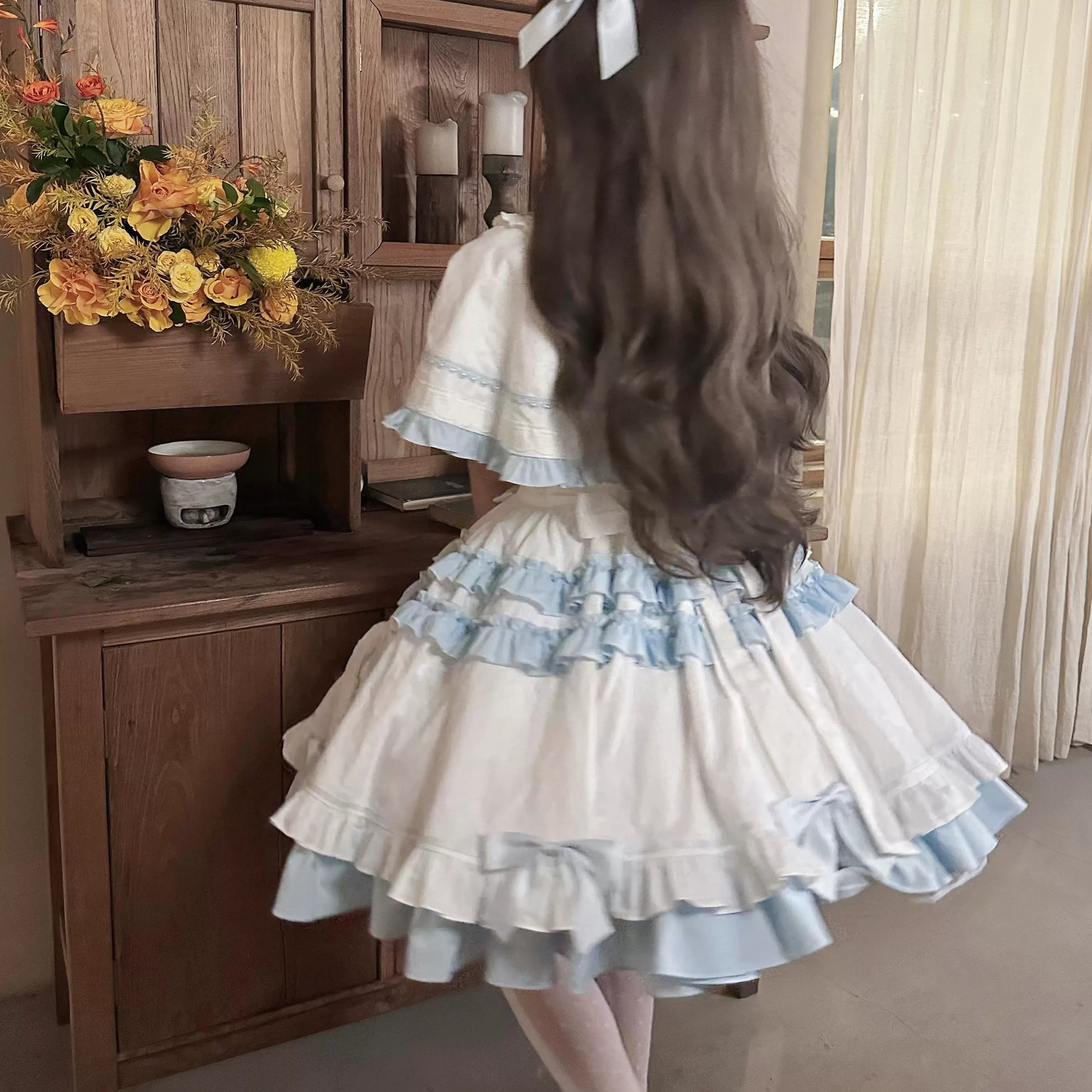 Showcase Doll - Doll-Like Sweet Lolita JSK Dress, Flounce Hem Cape 44446:808586