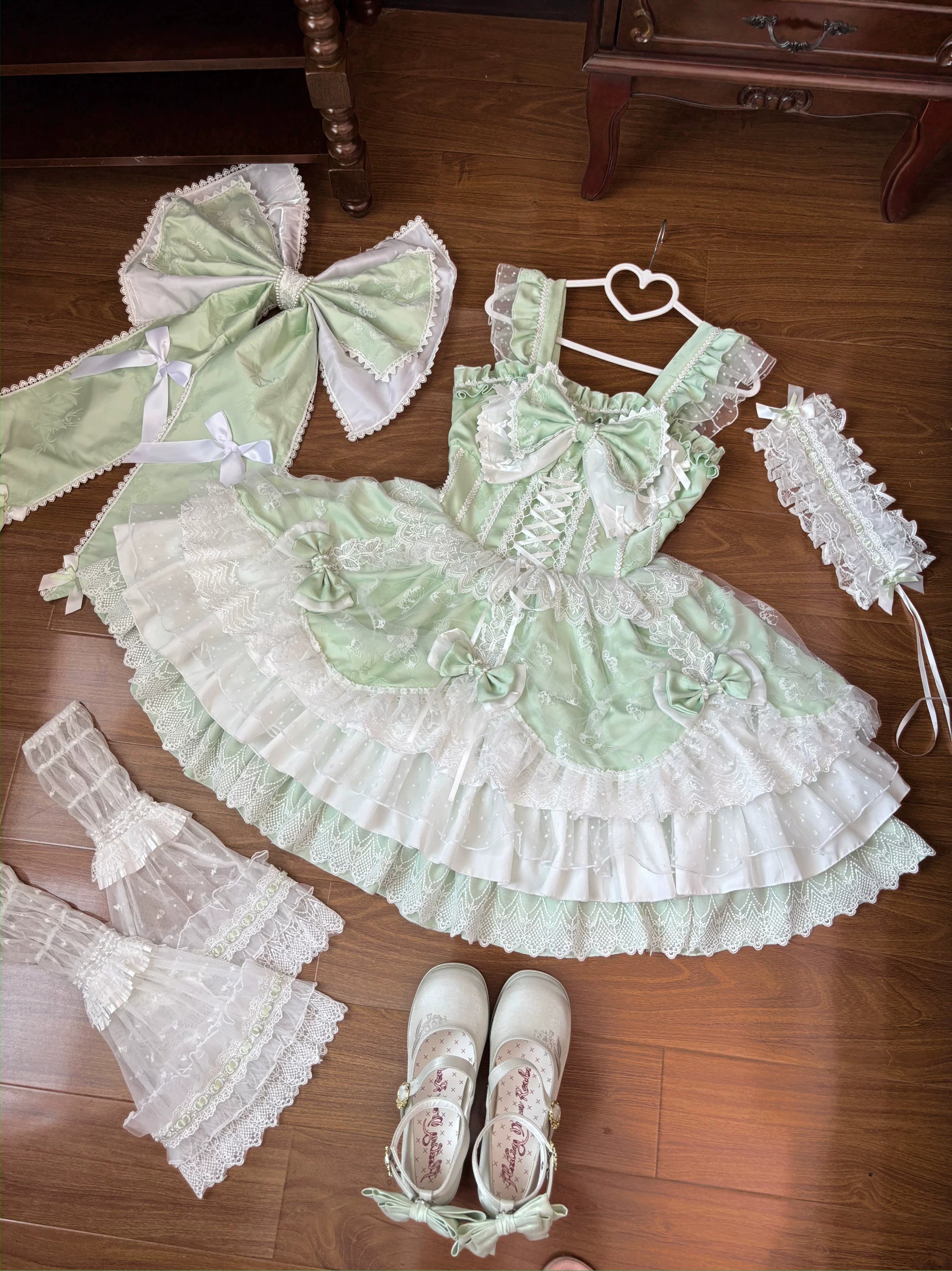 Shaoyun Weiwei - Plus Size Sweet Lolita Corset JSK Dress Set with Bows (2XL 3XL 4XL XL) 45517:851264