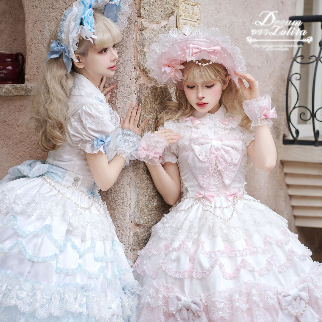 Mengfuzi~Showa Doll~Old School Lolita JSK Dress Tiered Skirt