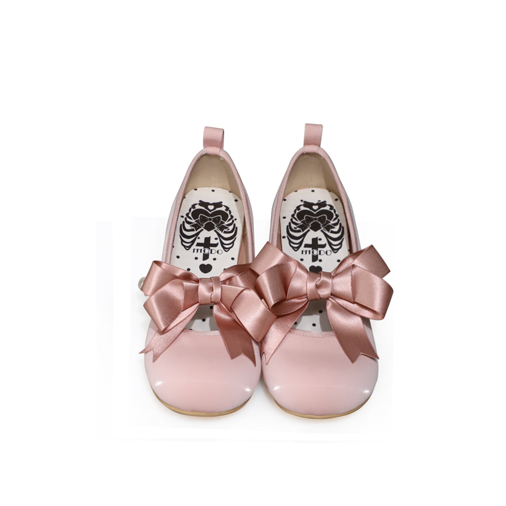 MODO~Beth~Kawaii Lolita Mary Jane Shoes Silk Round Toe 34 Low heel in pink 