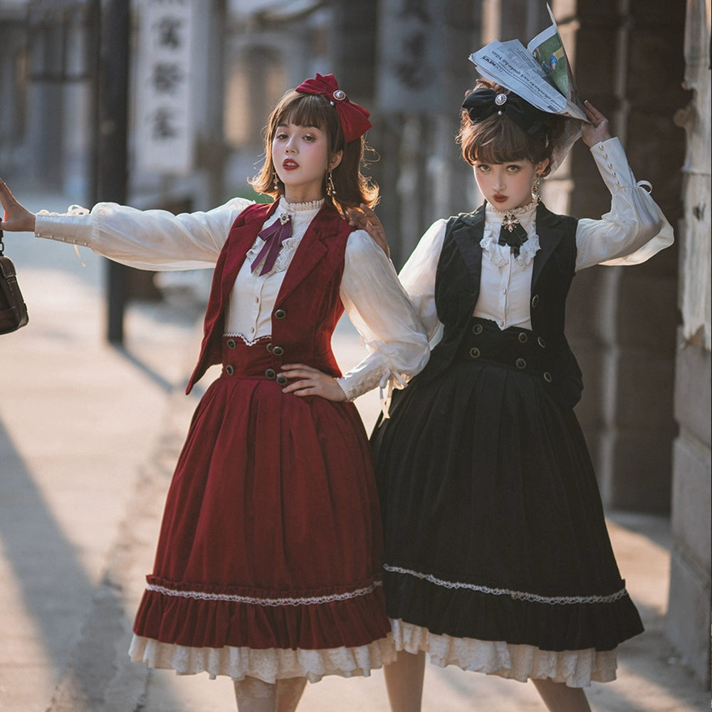 Miss Point~Rose Doll~Elegant Lolita Skirt High Waist Fishbone SK   