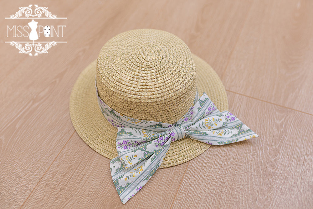 Miss Point - Country Lolita Accessory Assorted Color green straw hat