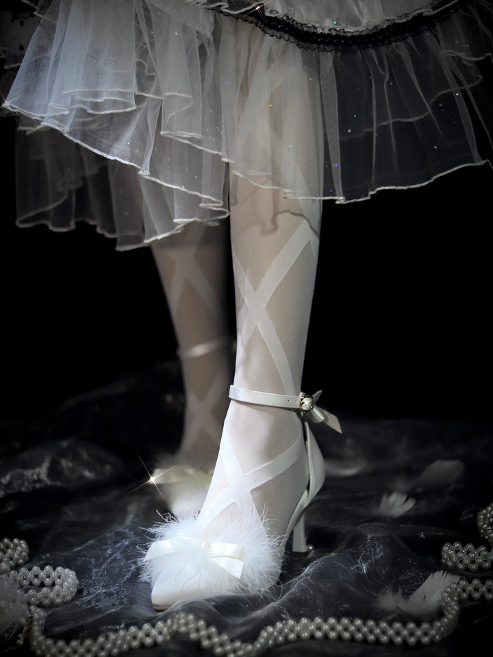 Pure Tea For Dream~Swan Lake~Sweet Lolita Shoes Satin Lolita Hight Heels