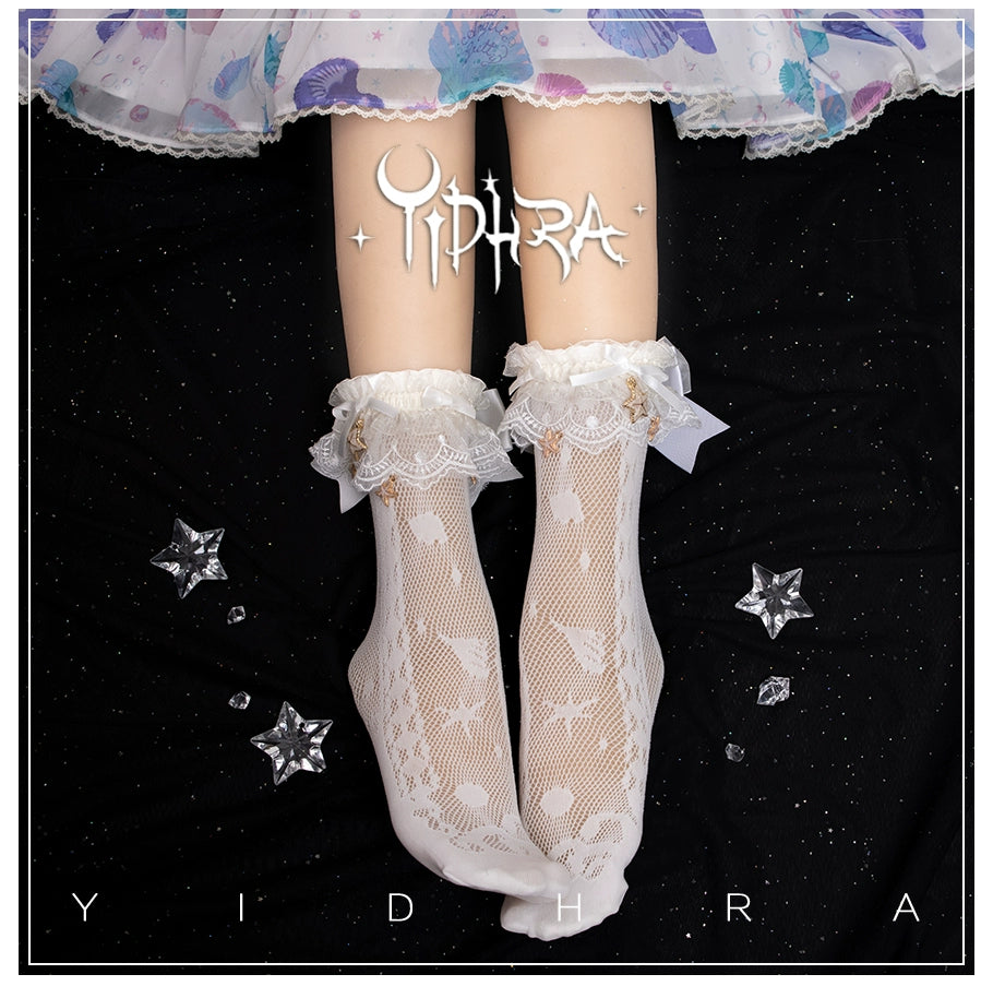 (BFM)Yidhra~Akuya Sea Tears~Lolita Socks With Shells Pattern different color starfish ankle wear only free size 