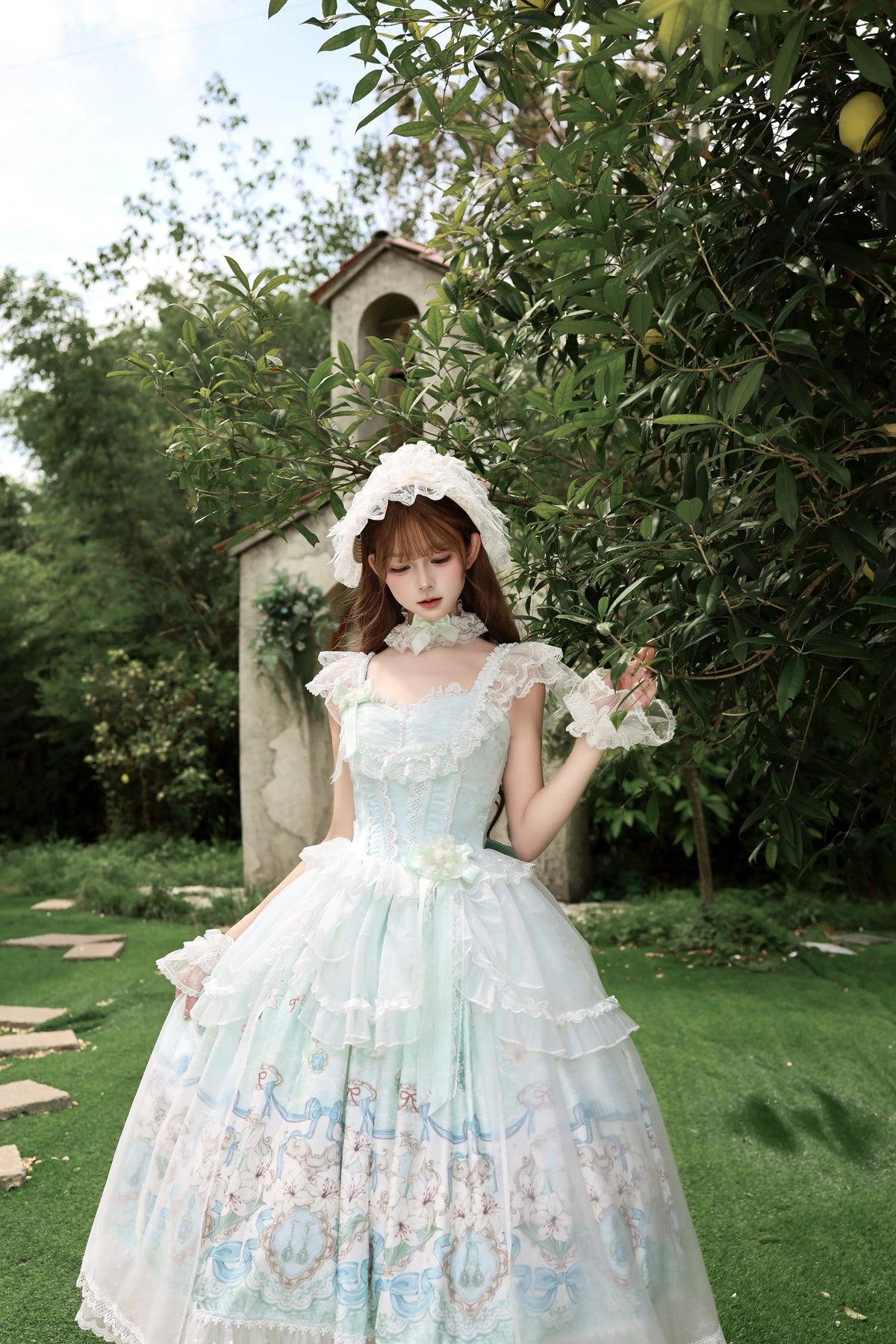 Lily Narrative - Classic Lolita JSK Dress Set, Lily Floral Print 46095:874865