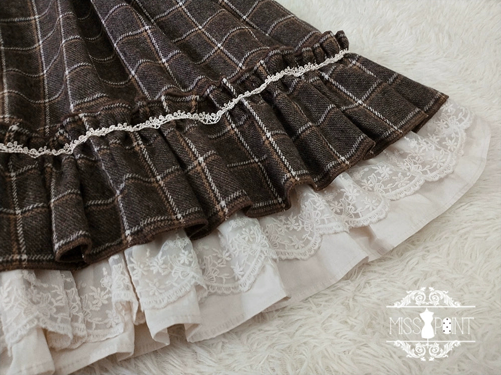(BFM)Miss Point~Rose~Elegant Lolita Fishbone Grid Skirt Customized 32512:385090
