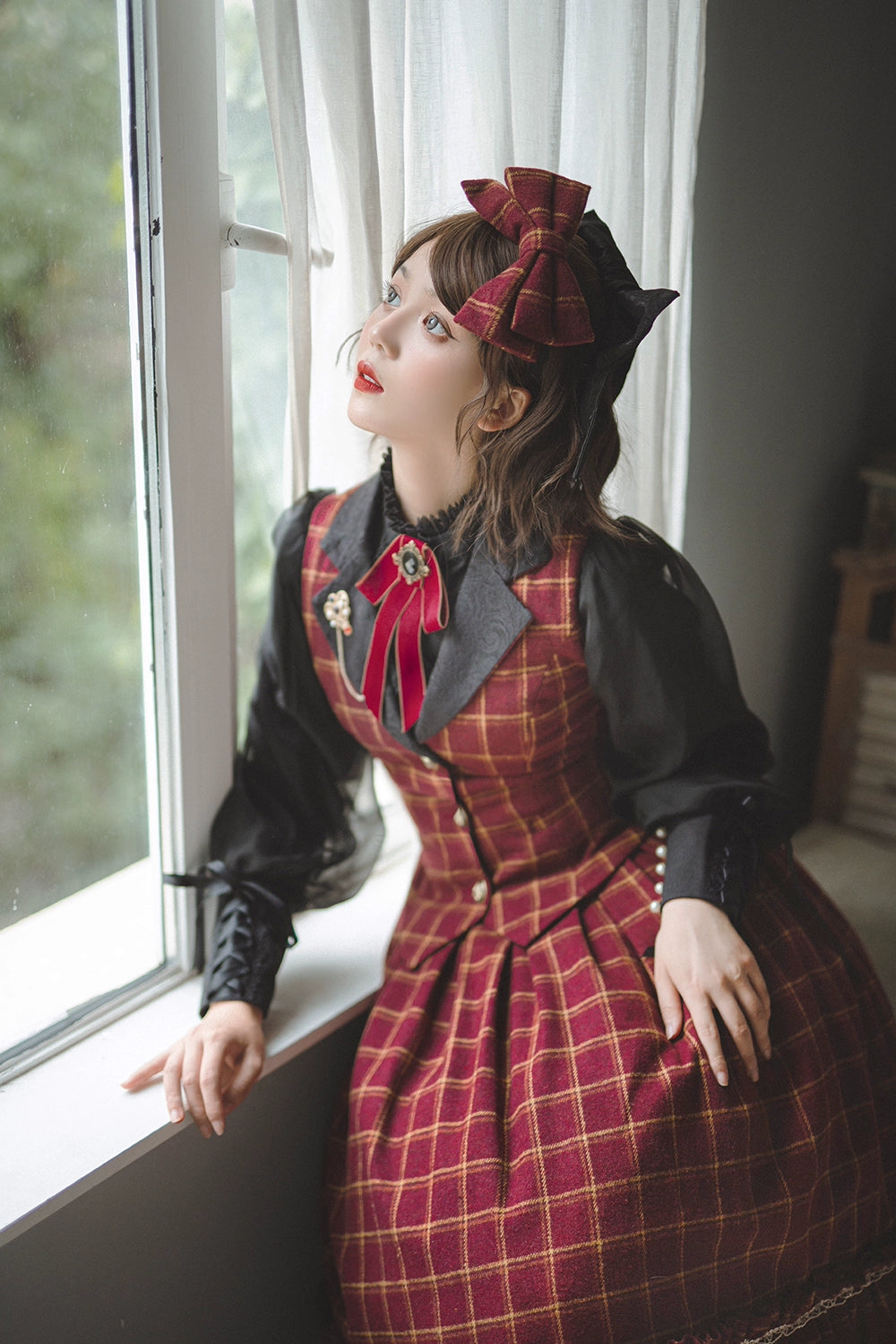 Miss Point - Rose - Elegant Lolita Pliad Print Vest Customized