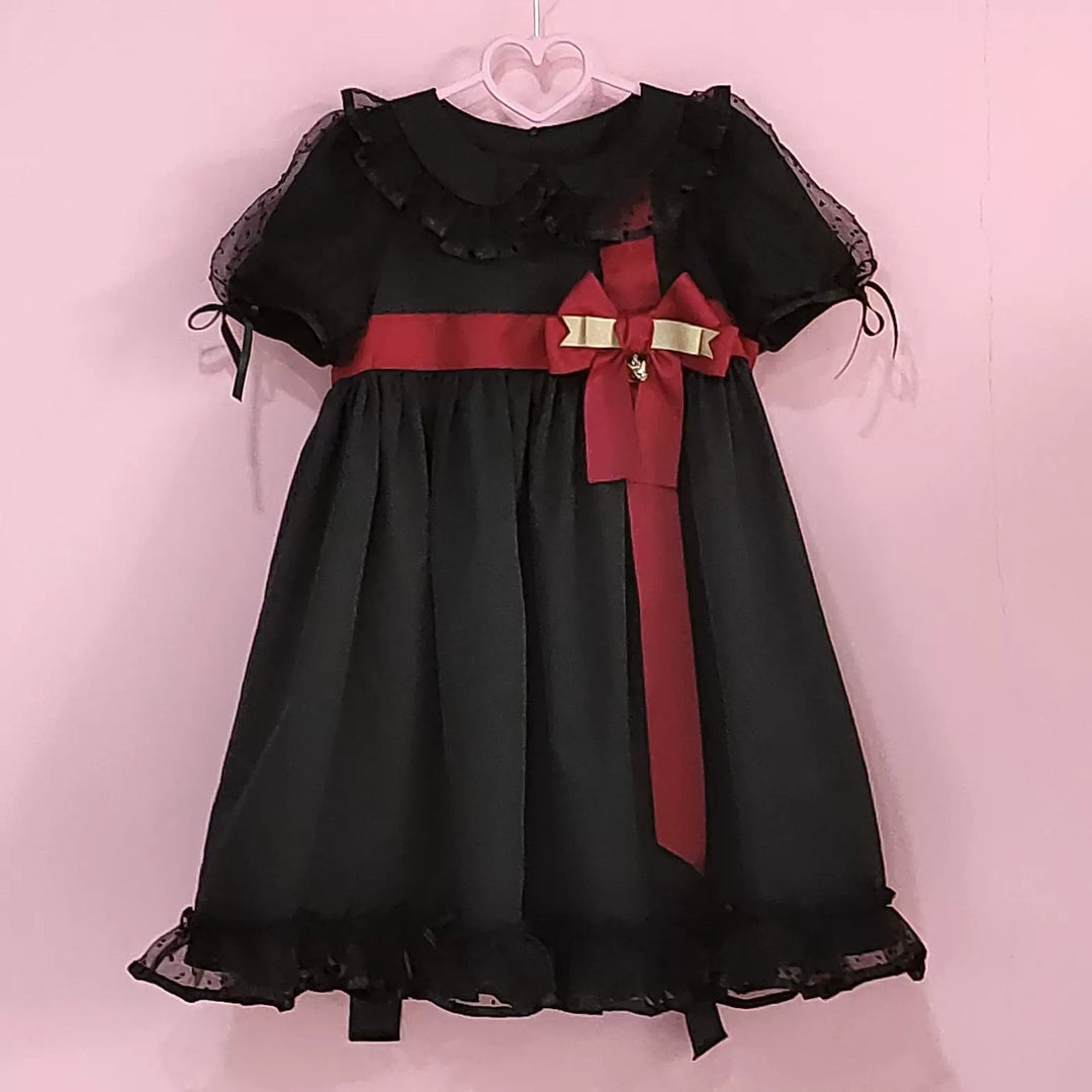 Pumpkin Cat~Candy Boxes Sweet Lolita OP Dress S SP-black- red ribbon (ribbon without print) 