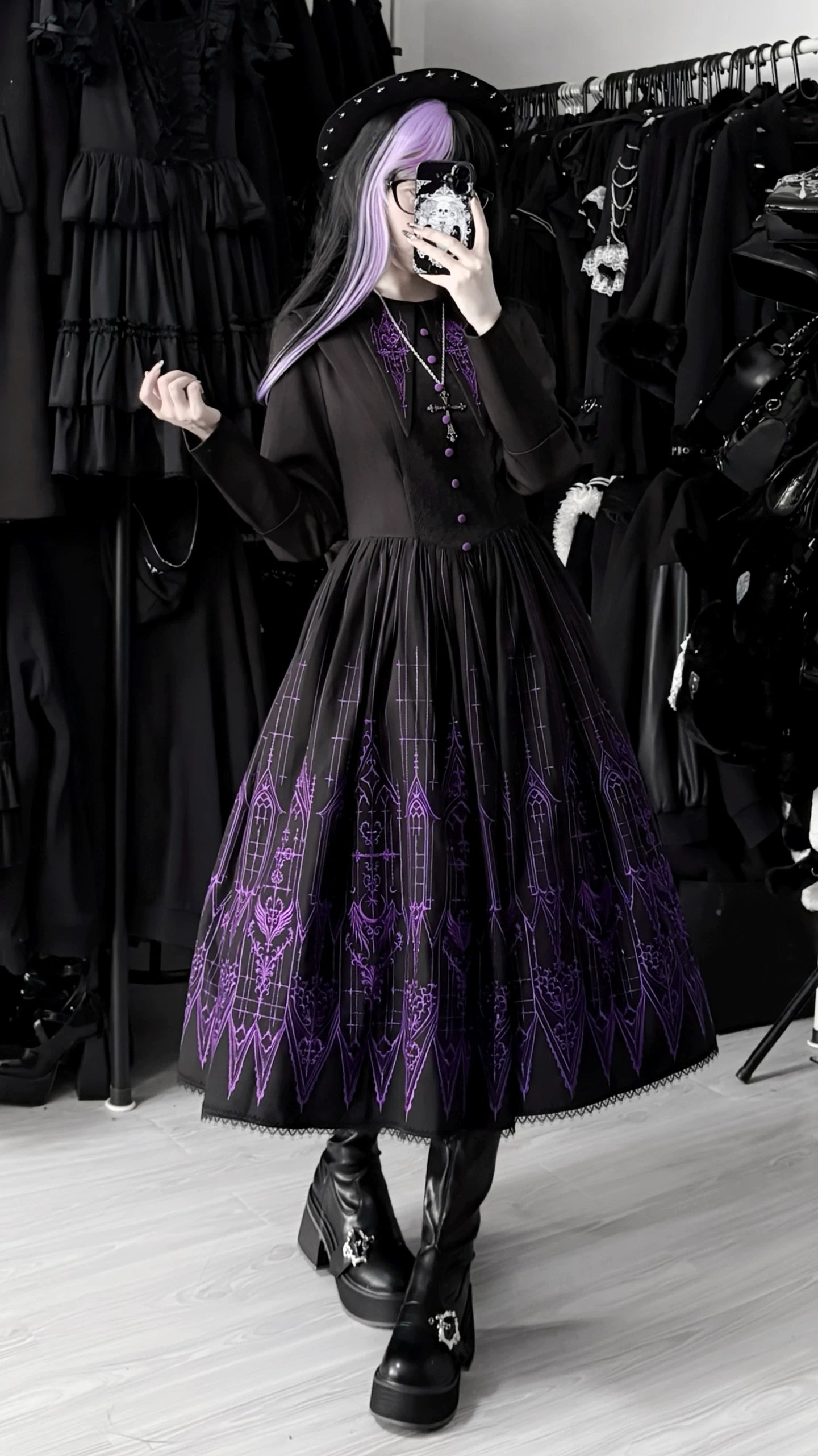 Dream Window - Gothic Lolita Church Embroidery OP Dress, Back Zipper 44510:811325